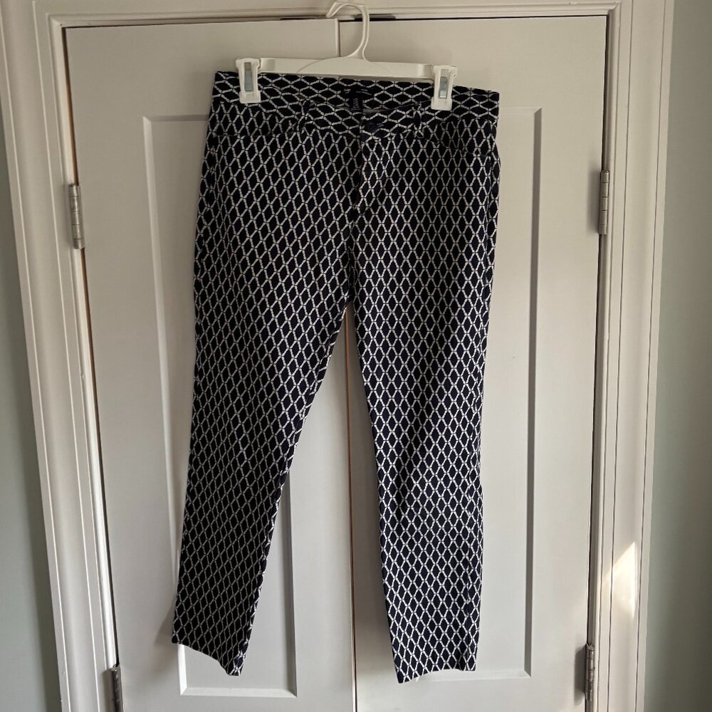 Gap Factory Slim City Ankle Pant in Navy Laser Diamond Pattern Size 6R